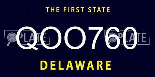 QOO760 Delaware License Plate