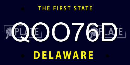 QOO76D Delaware License Plate