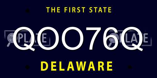 QOO76Q Delaware License Plate