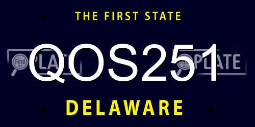 QOS251 Delaware License Plate