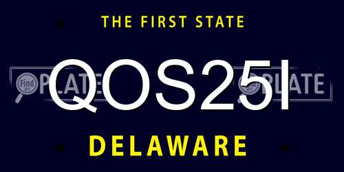 QOS25I Delaware License Plate