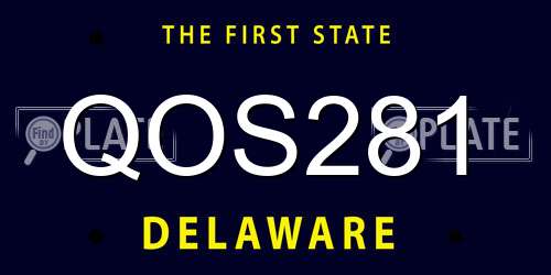 QOS281 Delaware License Plate