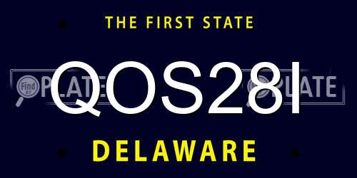 QOS28I Delaware License Plate