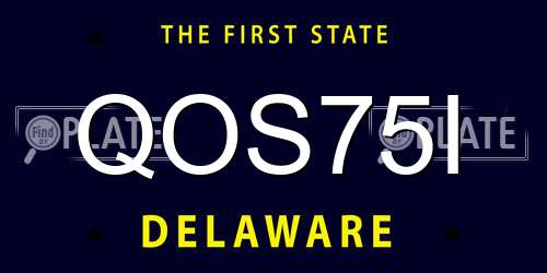 QOS75I Delaware License Plate