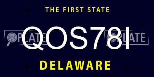 QOS78I Delaware License Plate