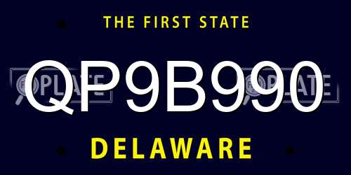 QP9B990 Delaware License Plate
