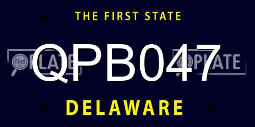 QPB047 Delaware License Plate