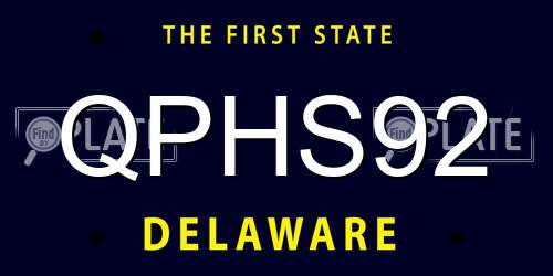 QPHS92 Delaware License Plate