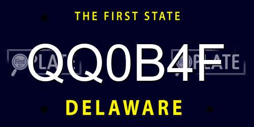 QQ0B4F Delaware License Plate