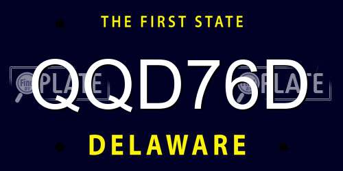QQD76D Delaware License Plate