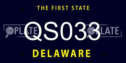 QS033 Delaware License Plate