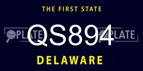 QS894 Delaware License Plate