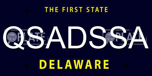 QSADSSA Delaware License Plate