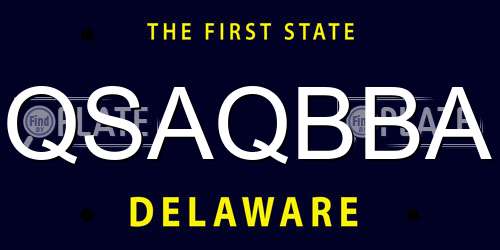 QSAQBBA Delaware License Plate