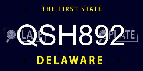 QSH892 Delaware License Plate