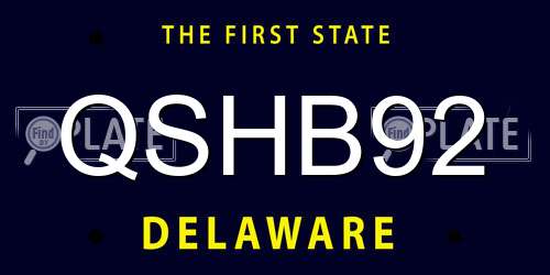 QSHB92 Delaware License Plate