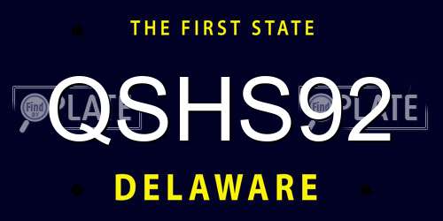 QSHS92 Delaware License Plate