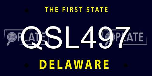 QSL497 Delaware License Plate