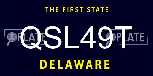 QSL49T Delaware License Plate