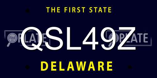 QSL49Z Delaware License Plate