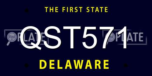 QST571 Delaware License Plate