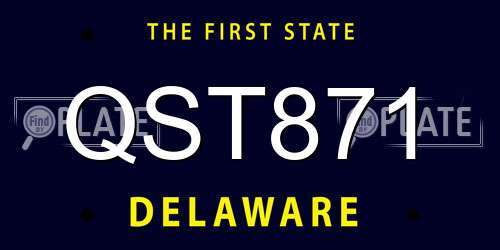 QST871 Delaware License Plate