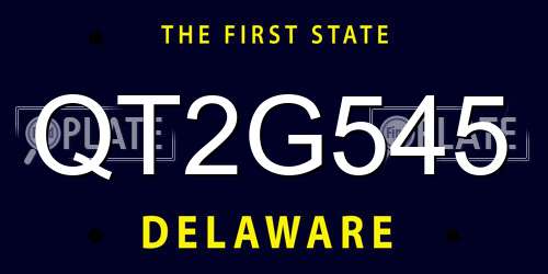 QT2G545 Delaware License Plate