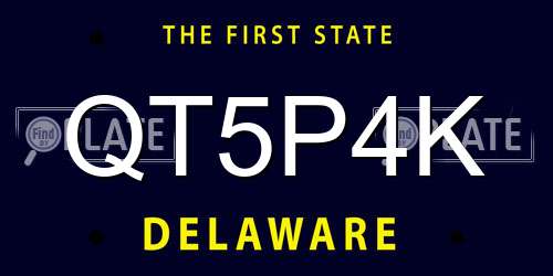 QT5P4K Delaware License Plate