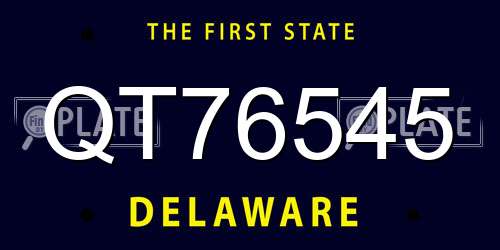 QT76545 Delaware License Plate
