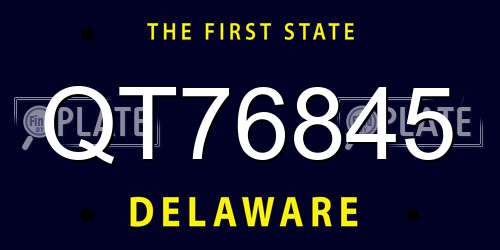 QT76845 Delaware License Plate