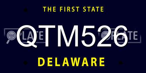 QTM526 Delaware License Plate