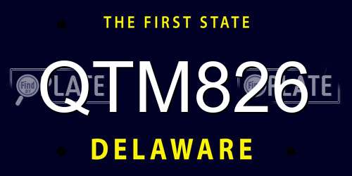 QTM826 Delaware License Plate