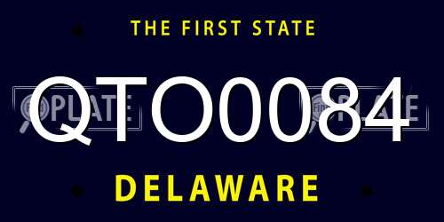 QTO0084 Delaware License Plate