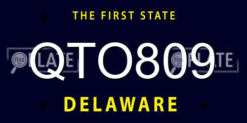 QTO809 Delaware License Plate