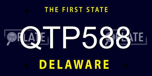 QTP588 Delaware License Plate