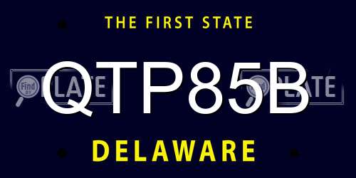 QTP85B Delaware License Plate