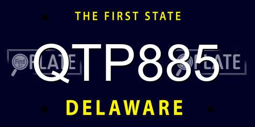 QTP885 Delaware License Plate