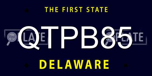 QTPB85 Delaware License Plate