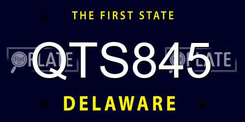 QTS845 Delaware License Plate