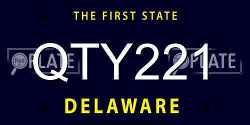 QTY221 Delaware License Plate