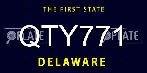QTY771 Delaware License Plate