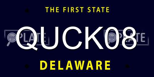 QUCK08 Delaware License Plate