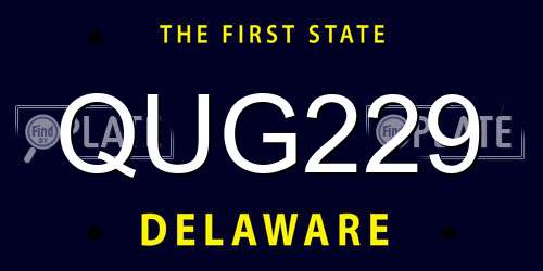 QUG229 Delaware License Plate