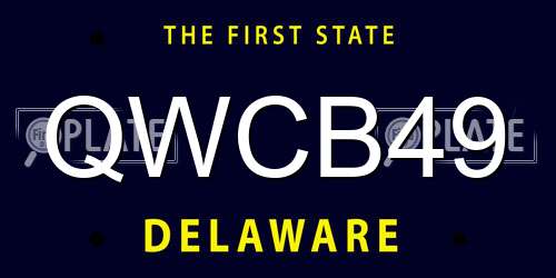 QWCB49 Delaware License Plate