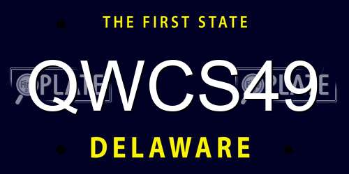 QWCS49 Delaware License Plate