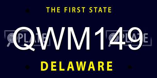 QWM149 Delaware License Plate