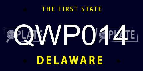 QWP014 Delaware License Plate