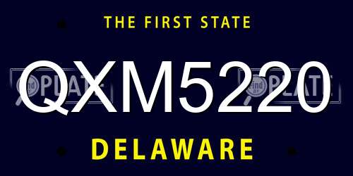 QXM5220 Delaware License Plate