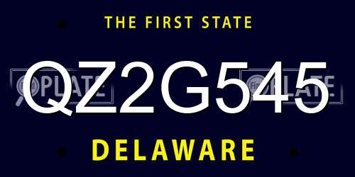QZ2G545 Delaware License Plate