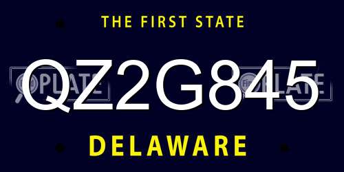 QZ2G845 Delaware License Plate